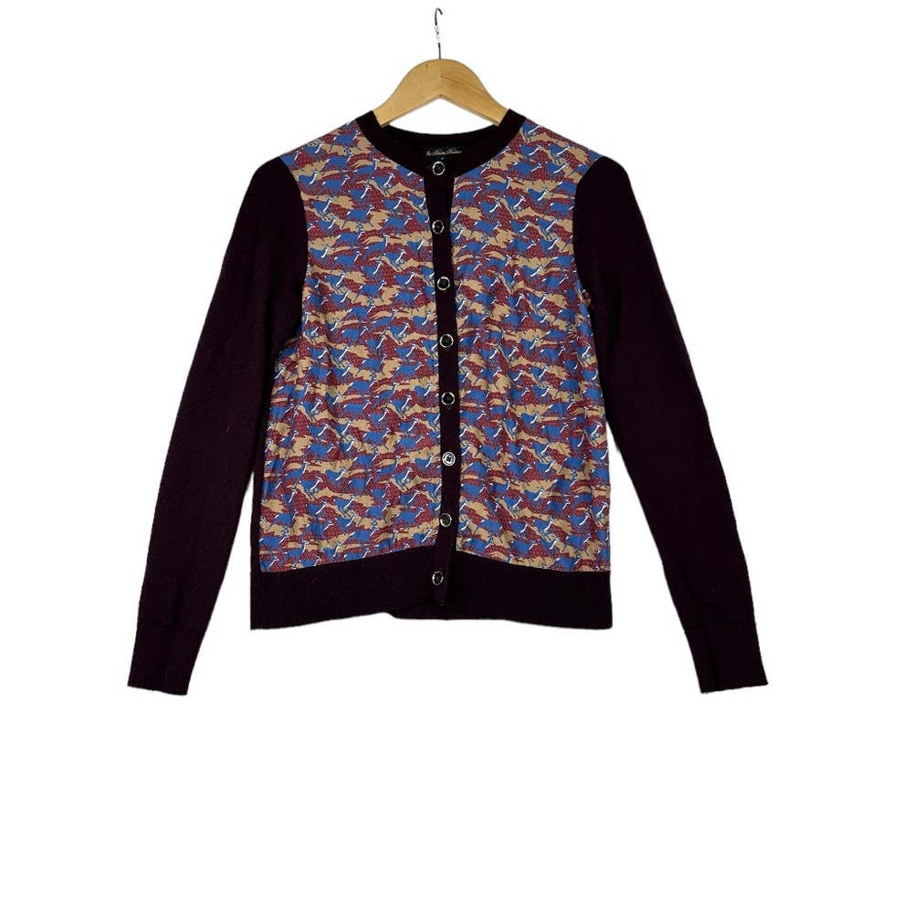 Brooks Brother Women's Cardigan‎ Sweater Deer Wool Silk Cotton Size Medium
